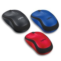 Logitech Wireless Mouse Silent M220 - Charcoal, blue and red