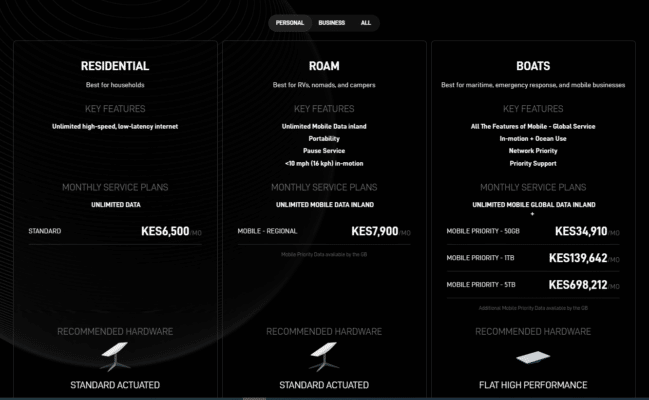 Perosnal starlink service plans