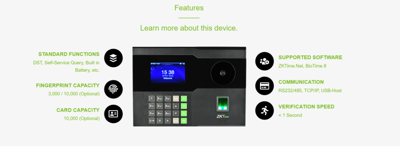 ZKTeco P260 Multi-Biometric Identification Banner